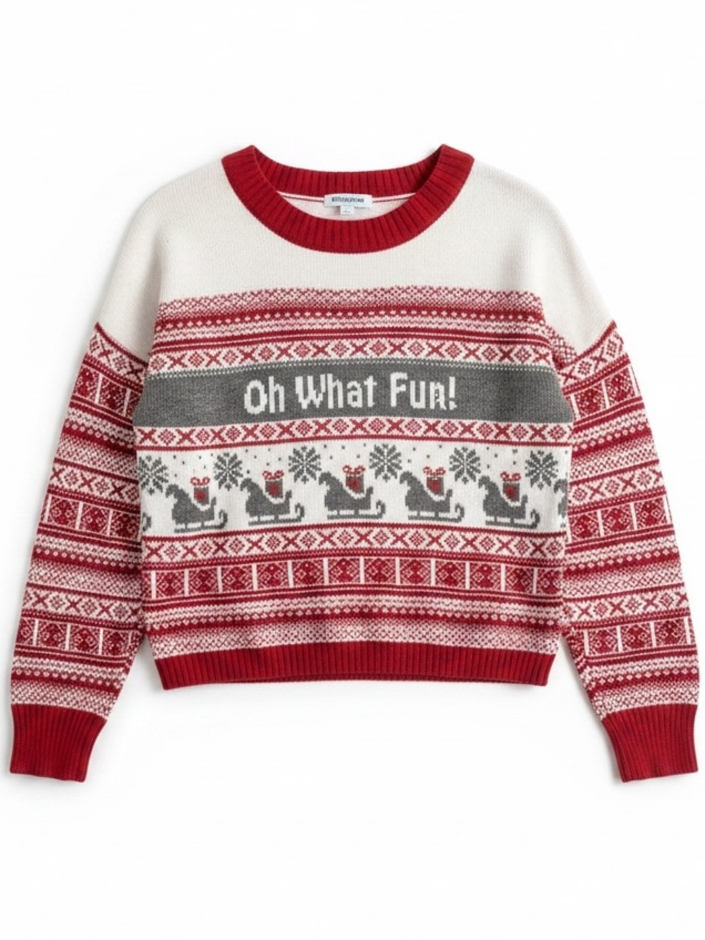 Yes Lola Size Medium "Oh What Fun!" Fair Isle Christmas Sweater